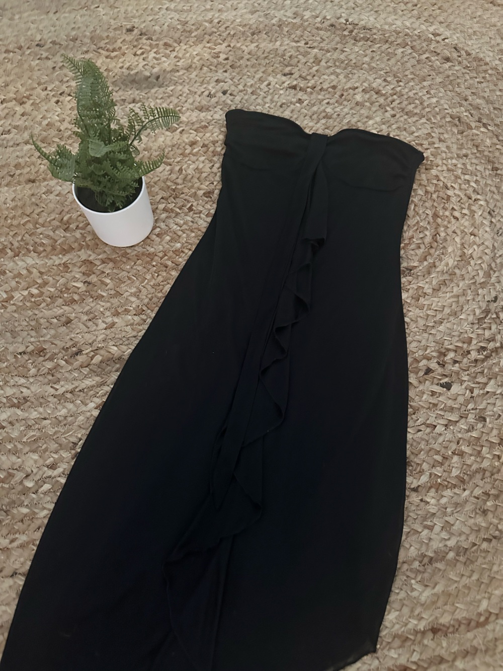 STRAPLESS MIDI RUFFLE DRESS - Picture 2 of 6